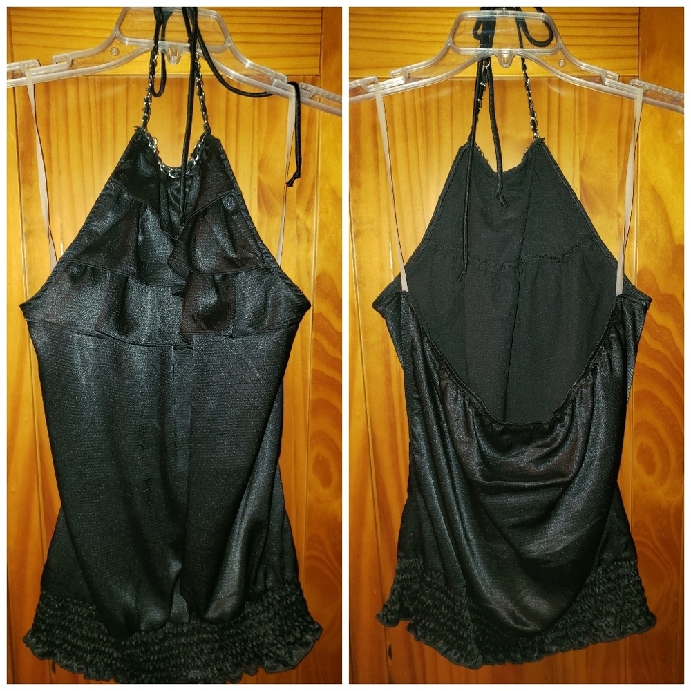 Black shiny blouae
